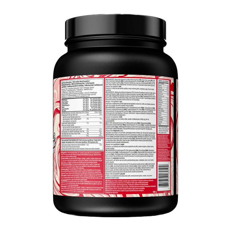 MuscleTech Nitro-Tech 900g limited edition, back of pack showing the nutrition panel