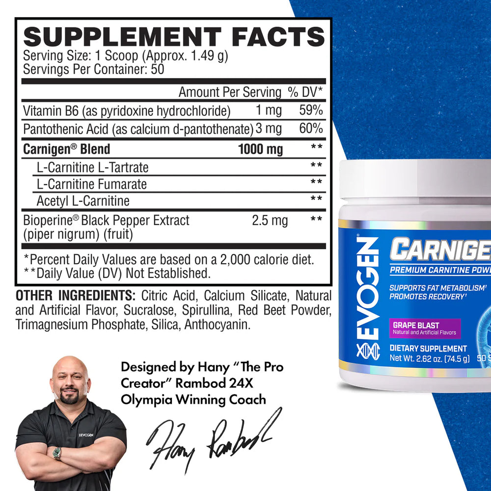 Evogen Carnigen Carnitine Powder 50serv