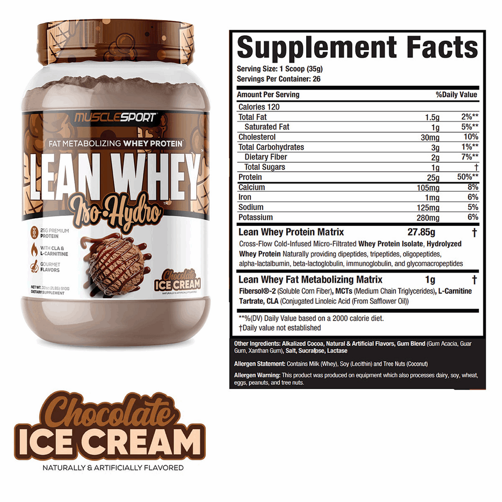 LEAN WHEY PROTEIN ISOLATE & HYDROLYZED 900G