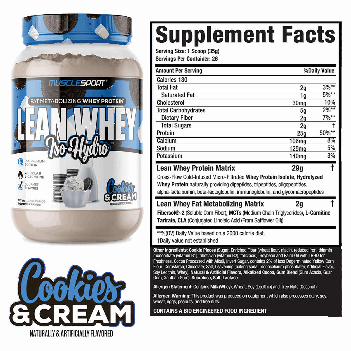 LEAN WHEY PROTEIN ISOLATE & HYDROLYZED 900G