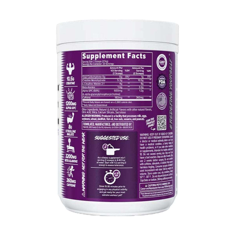 Finaflex Engage supplement facts panel listing ingredients per scoop