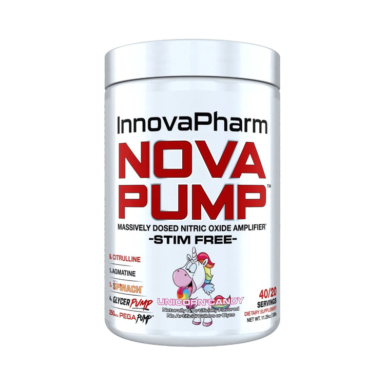 InnovaPharm NovaPump stimulant-free tub, Unicorn flavour, front of pack