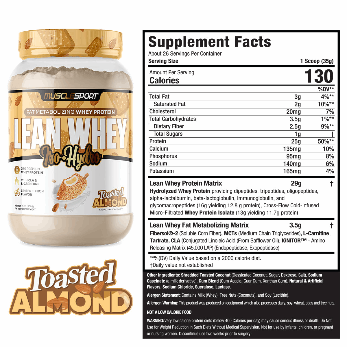 LEAN WHEY PROTEIN ISOLATE & HYDROLYZED 900G