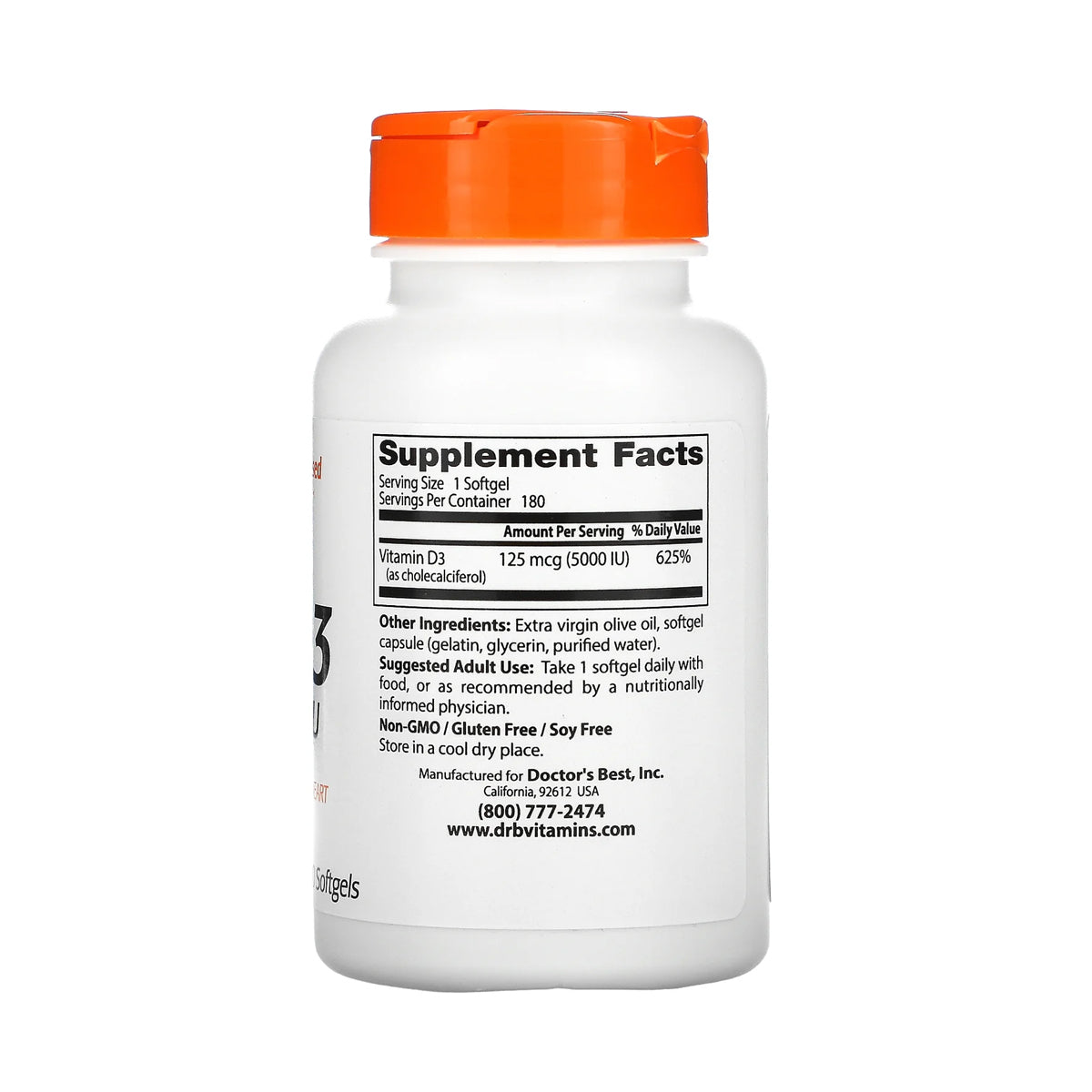 Doctors Best Vitamin D3 5000IU 180 Softgels