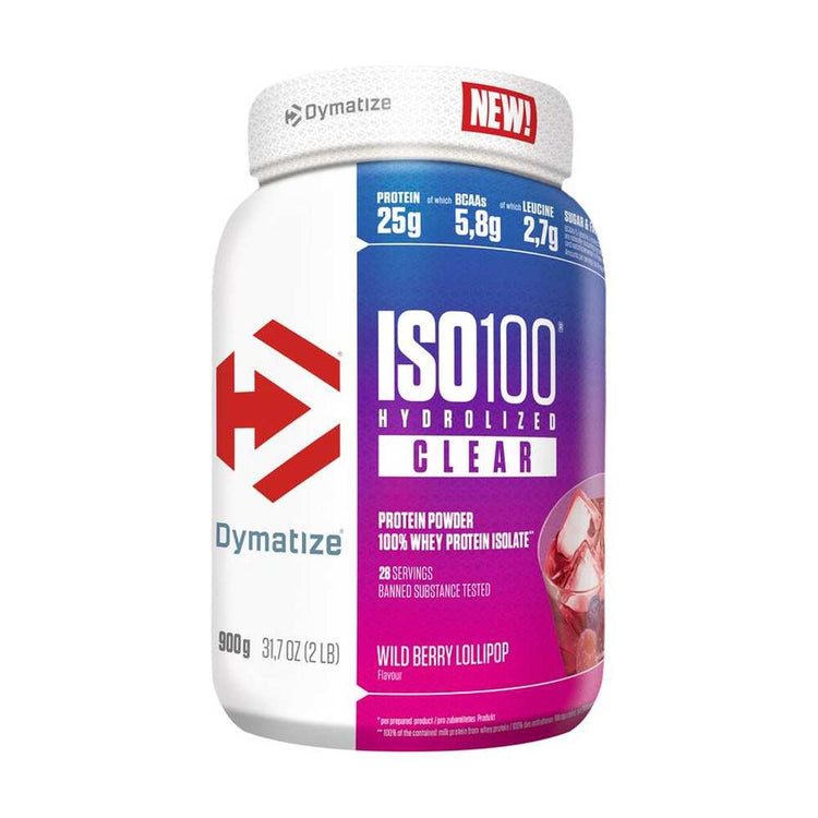 Dymatize ISO100 Hydrolyzed Clear 900g Wild Berry Lollipop protein powder