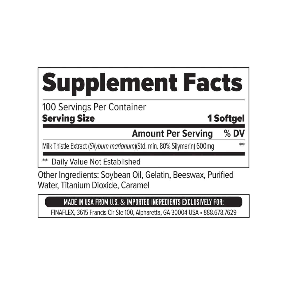 FINAFLEX Pure Milk Thistle 100softgels