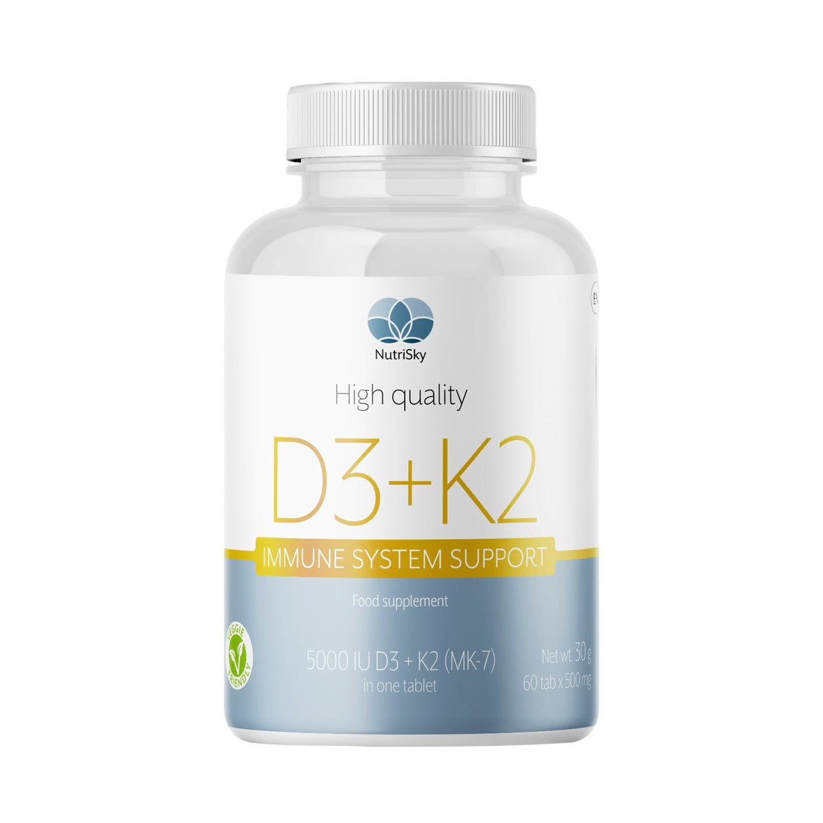 D3+K2 High Strength – 5000 IU Vitamin D3 with Premium MK-7 K2