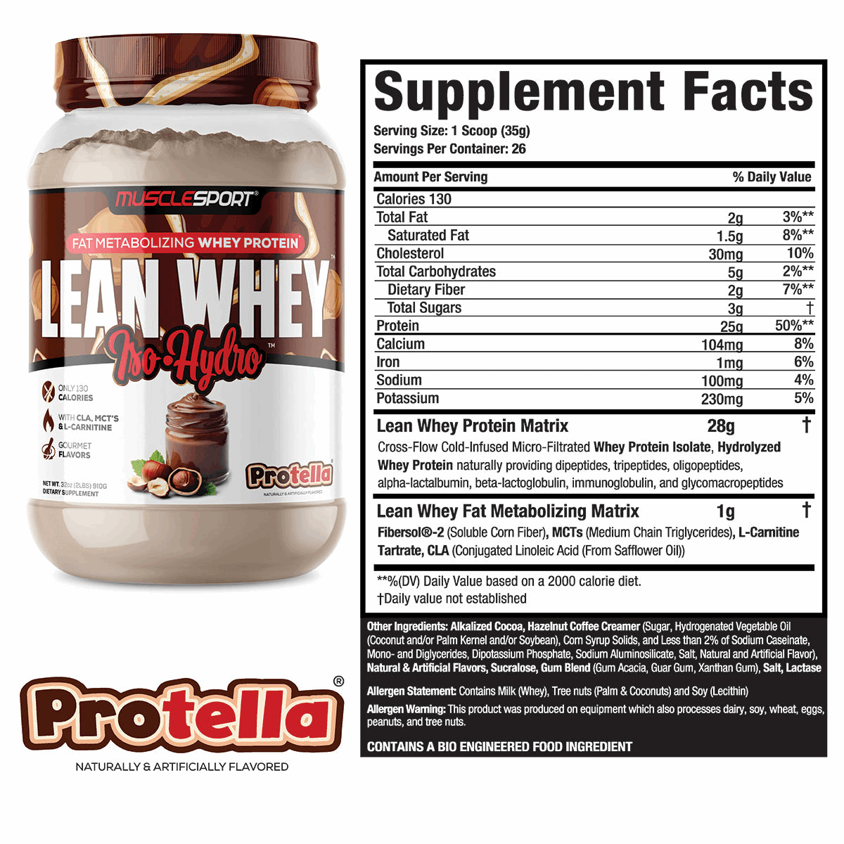 LEAN WHEY PROTEIN ISOLATE & HYDROLYZED 900G