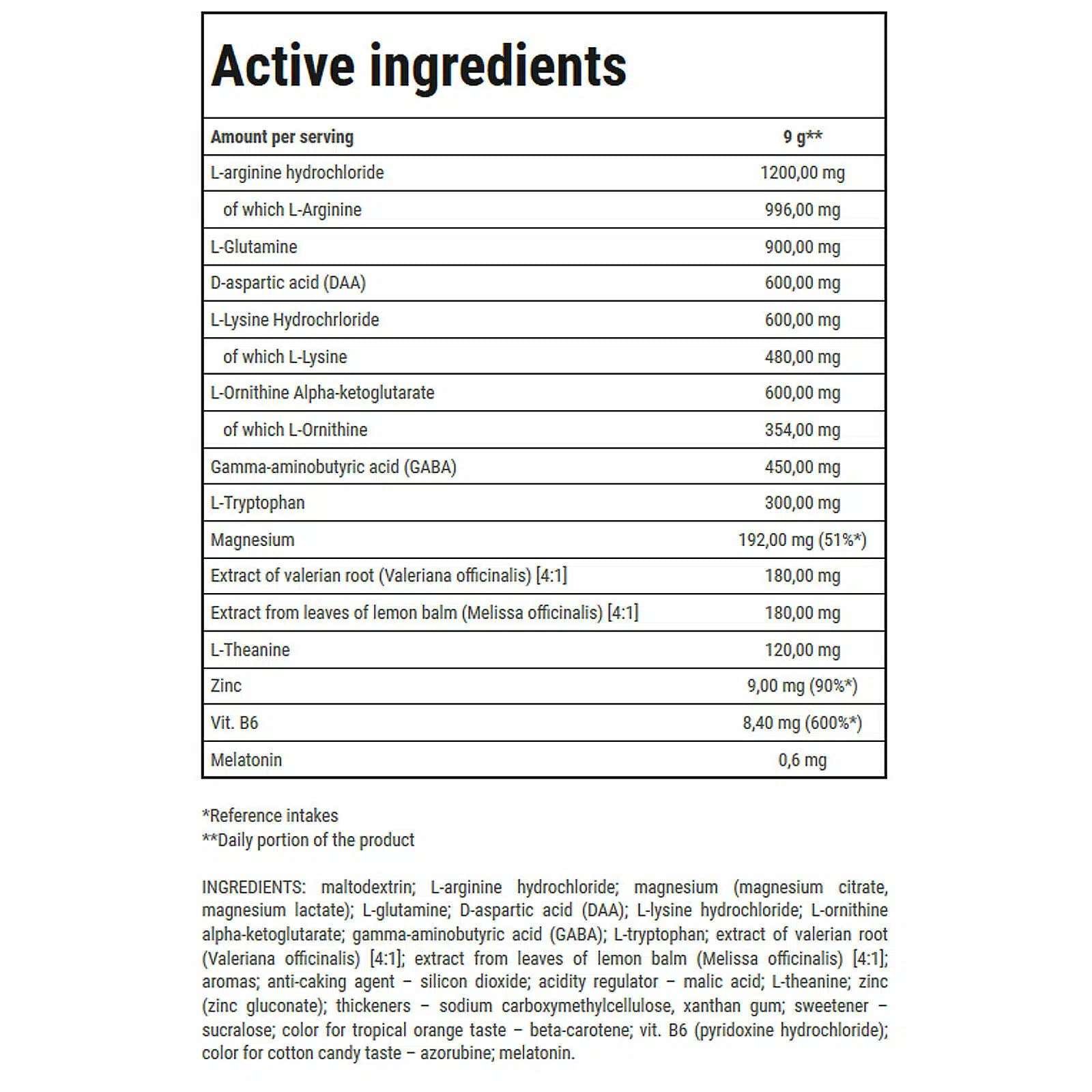 trec nutrition sleep-er supplement facts