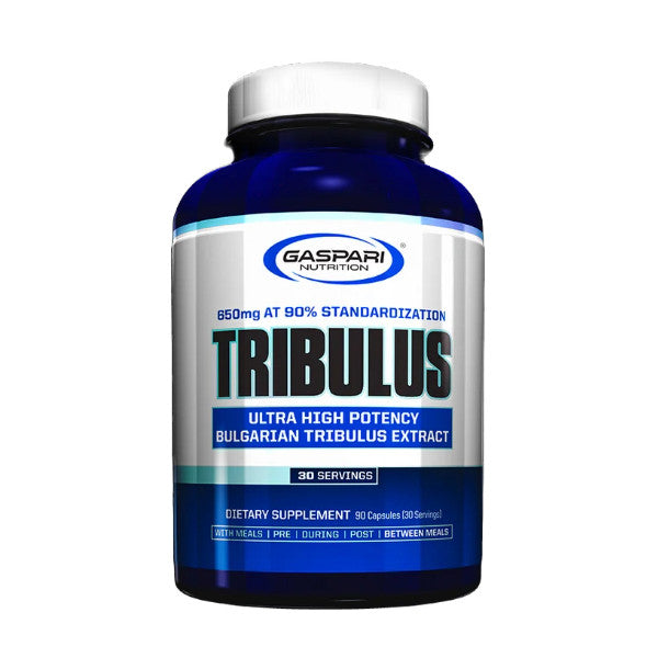 Gaspari Nutrition Tribulus, blue bottle of 90 capsules, front of pack