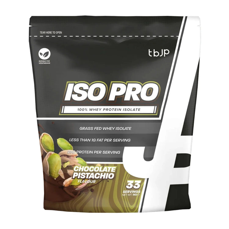 TBJP IsoPro whey isolate 1kg pouch, Chocolate Pistachio flavour, 33 servings