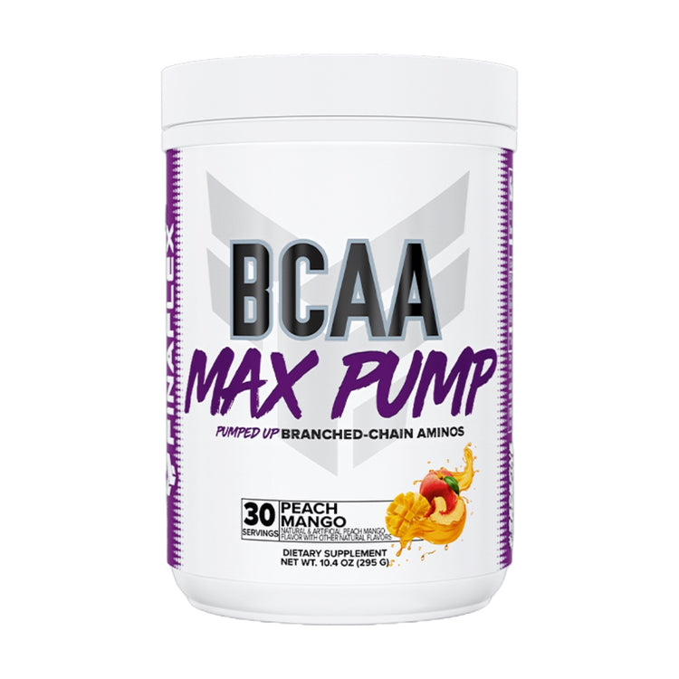 Finaflex BCAA Max Pump tub, Peach Mango flavour, 30 servings, front of pack