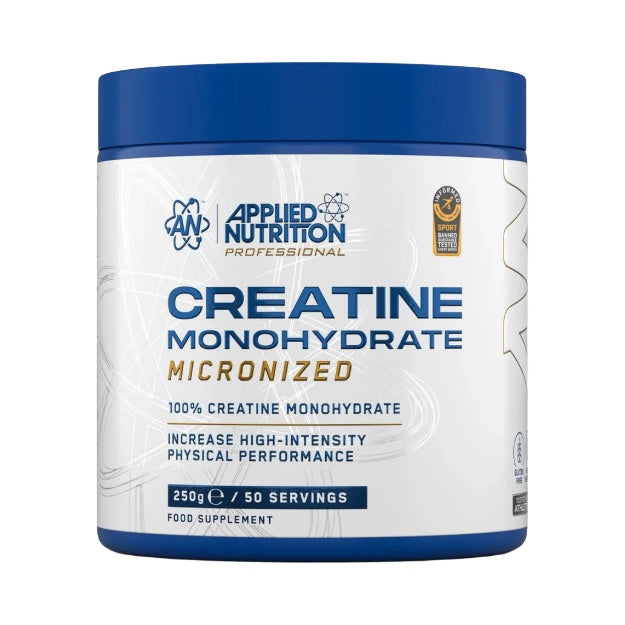 Applied Nutrition Creatine Monohydrate powder tub, Informed Sport tested, front of pack