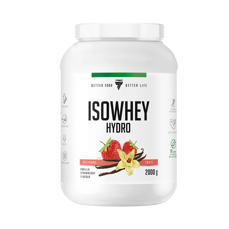 Trec ISOWHEY Hydro 2kg tub, Vanilla Strawberry flavour, front of pack