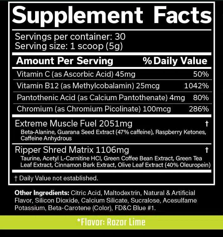 cobra labs the ripper supplement facts