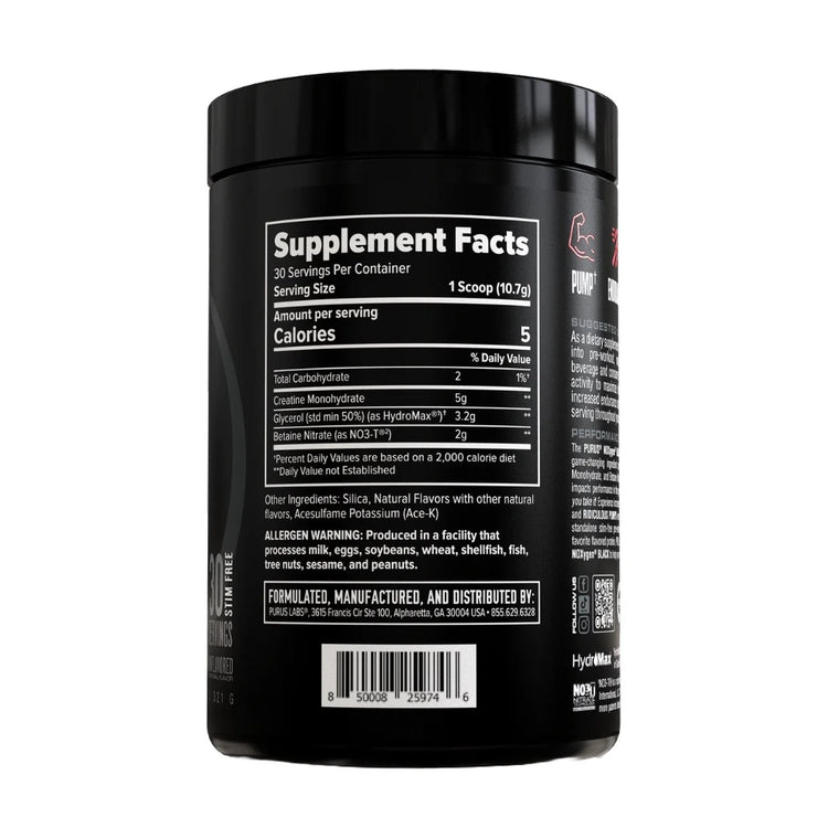 Purus Labs NOXygen Black unflavoured tub, alternative view