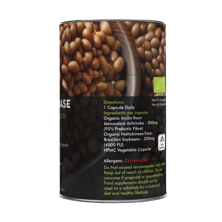 Soybeans in a glass jar illustrating the fermented soy origin of nattokinase
