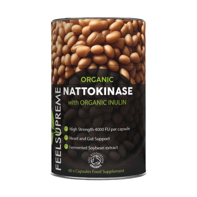 Organic Nattokinase with Inulin, 60 capsule bottle, front of pack