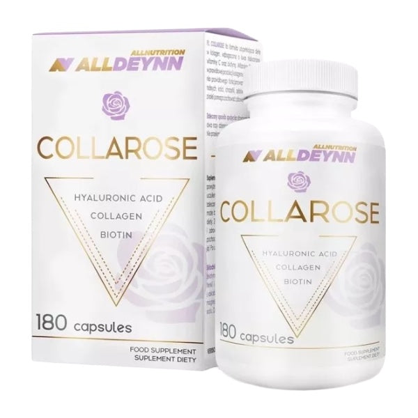 Allnutrition AllDeynn Collarose collagen capsules, 180 capsule tub, front of pack