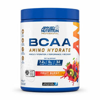 Applied Nutrition BCAA Amino Hydrate 450g Fruit Burst tub on a white background