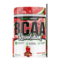 MuscleSport BCAA Revolution 450g, Berry Melon Smash, tub front on white background