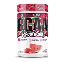 MuscleSport BCAA Revolution 450g, Juicy Melons, tub front on white background