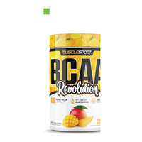 MuscleSport BCAA Revolution 450g, Mango Splash, tub front on white background