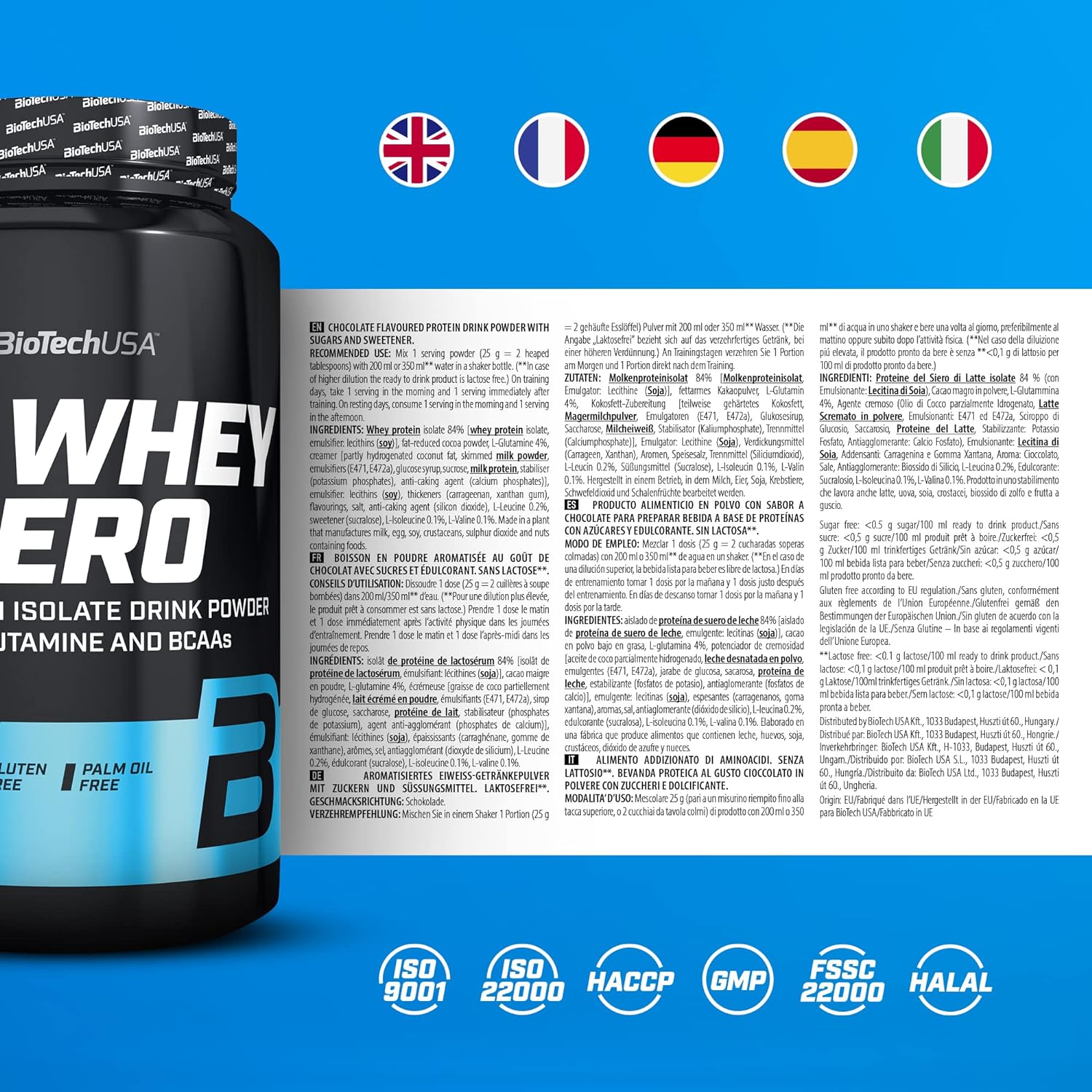 BioTech USA Iso Whey Zero - Gluten | Lactose | Sugar Free