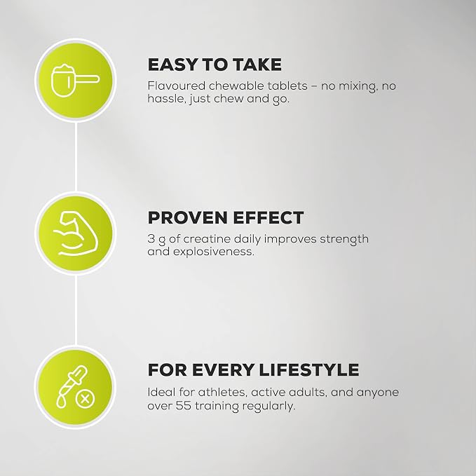 BioTechUSA Creatine Candy product features graphic covering chewable format and everyday use