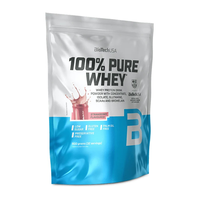 BioTechUSA 100% Pure Whey 900g strawberry pouch
