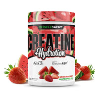 MuscleSport Creatine and Hydration 300g, Strawberry Watermelon, tub front on white background
