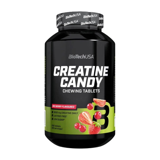 BioTechUSA Creatine Candy chewable tablets, 240 tablets, watermelon flavour, front of pack