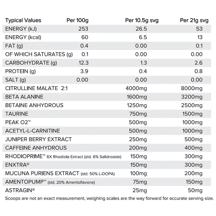 HR Labs Defib 420g, back of tub showing the supplement facts panel