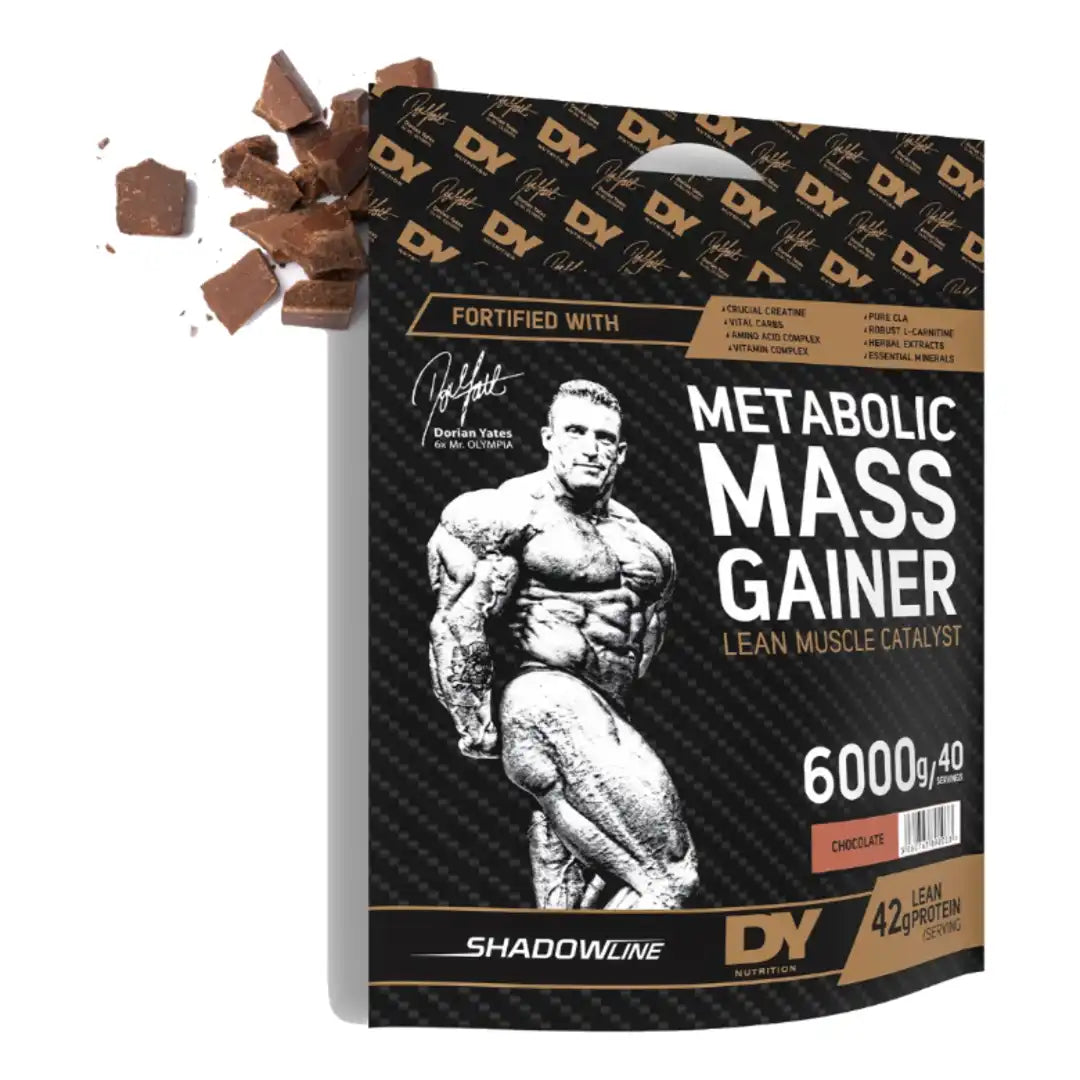 DY Nutrition Metabolic Mass Gainer 6000g bag, Chocolate flavour, front of pack on white background
