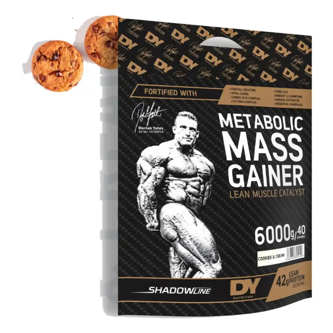 DY Nutrition Metabolic Mass Gainer 6000g bag, Cookies & Cream flavour, front of pack on white background