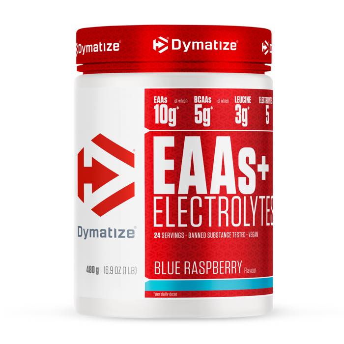 Dymatize EAAs + Electrolytes 480g Blue Raspberry tub front