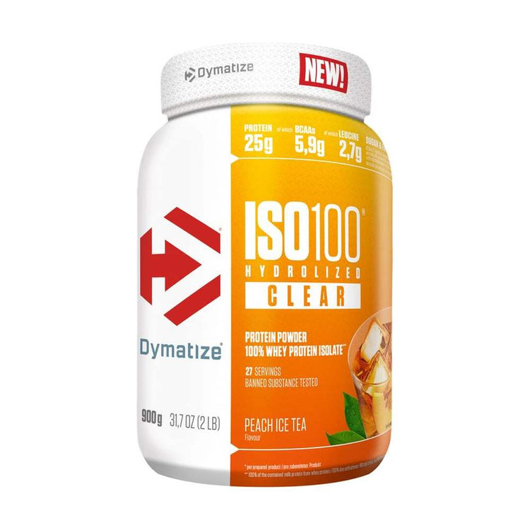 Dymatize ISO100 Hydrolyzed Clear 900g Peach Ice Tea protein powder