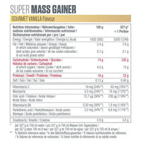 Dymatize Super Mass Gainer 2943g Gourmet Vanilla nutrition and supplement facts label