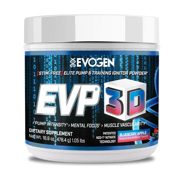 Evogen EVP-3D stimulant-free pre-workout Blueberry Apple 478g tub