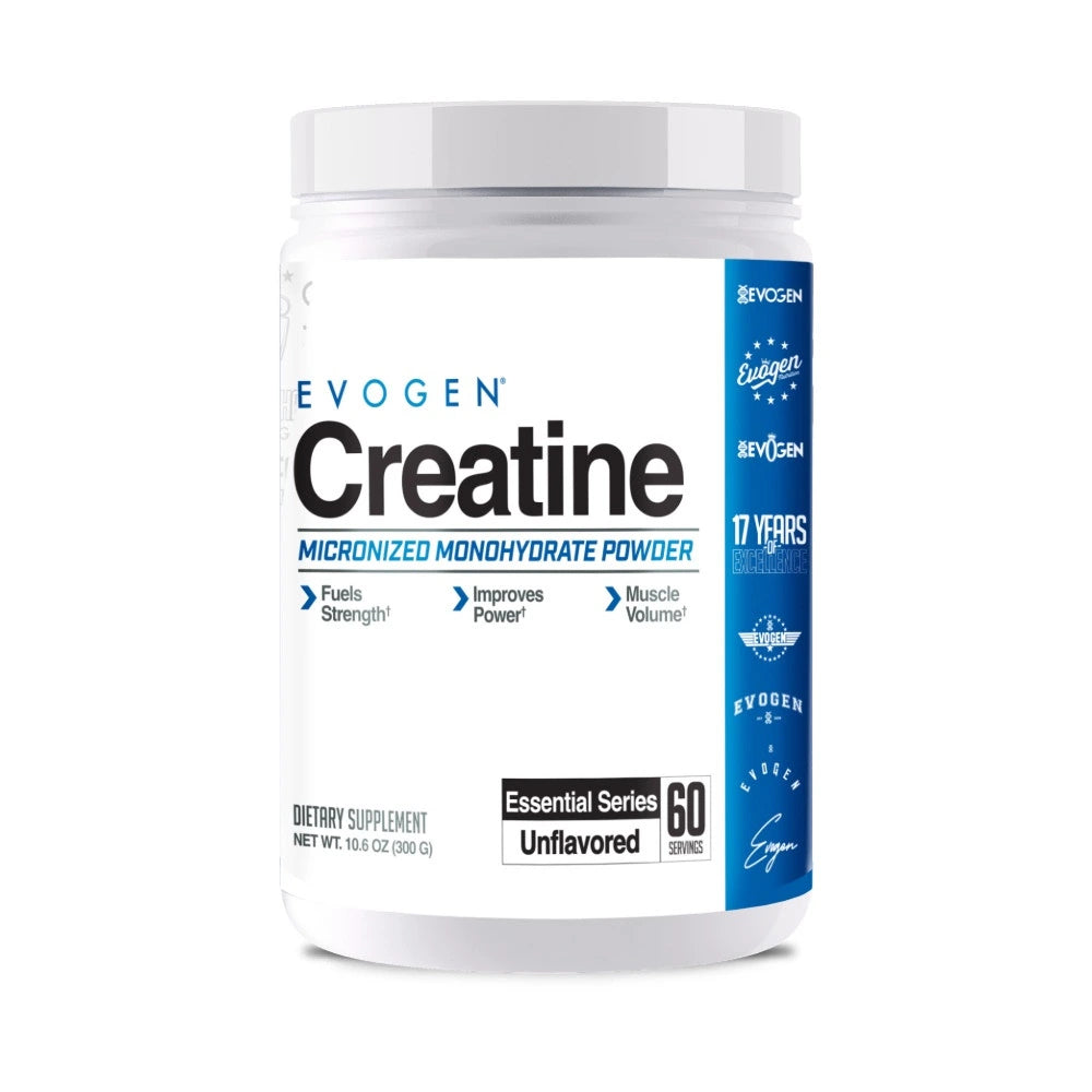 Evogen Nutrition Micronized Creatine Monohydrate supplement tub