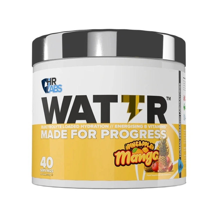 WATTR electrolyte hydration powder, 40 servings tub, front of pack