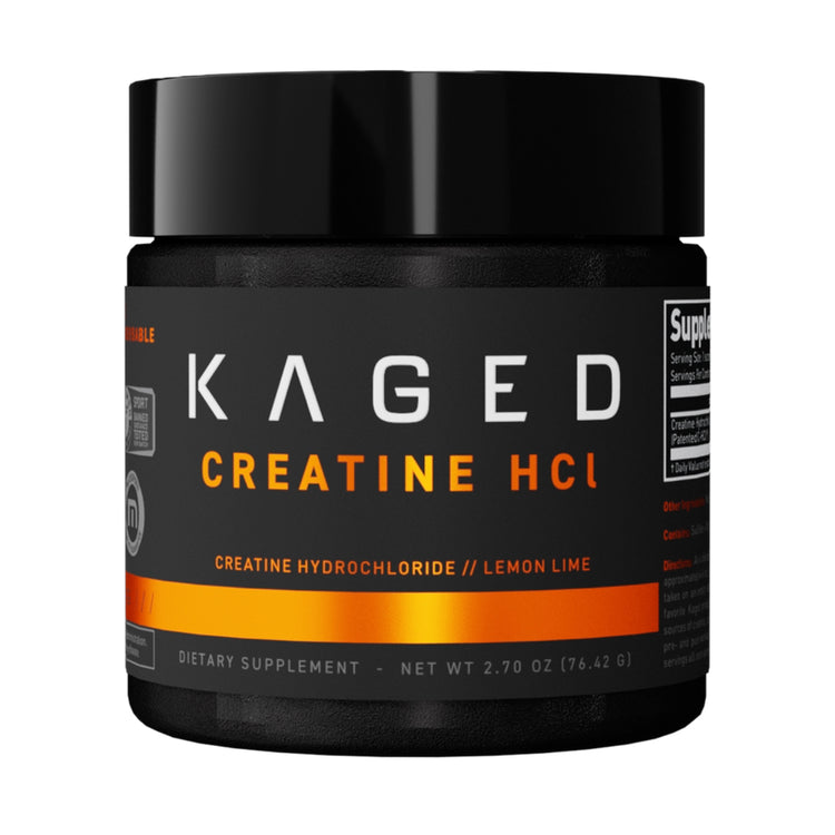 Kaged Creatine HCl powder tub, Lemon Lime flavour, front of pack