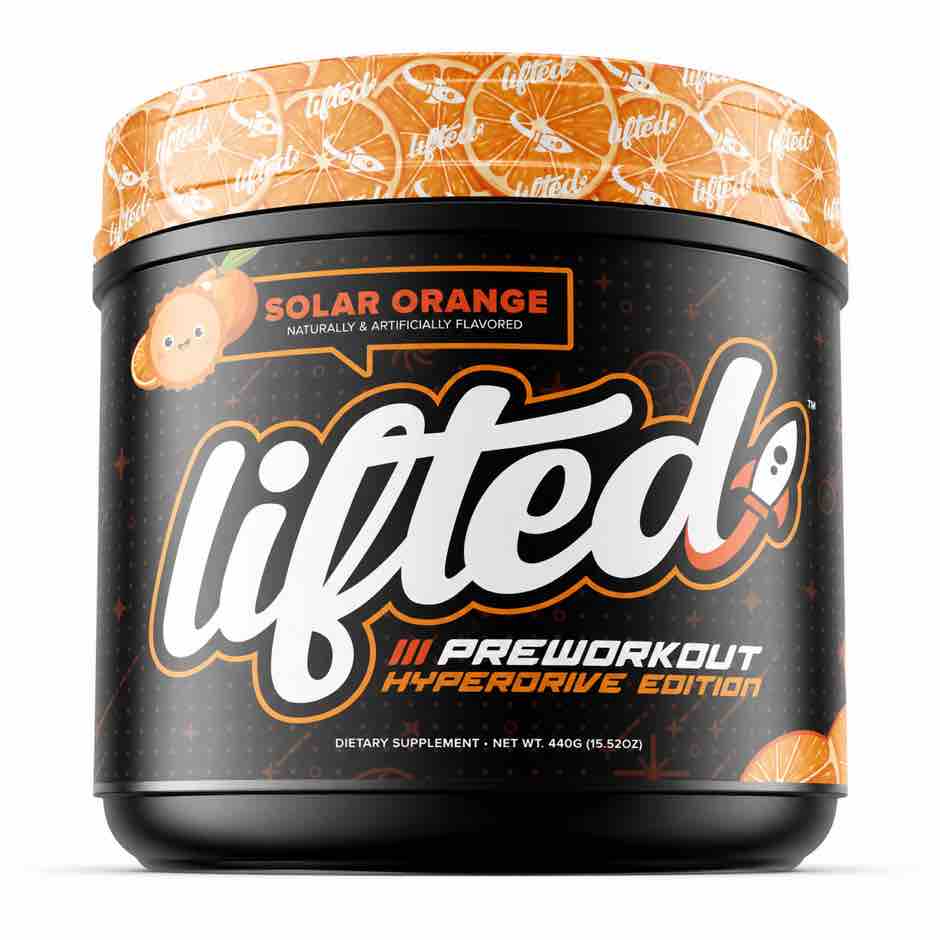Lifted Hyperdrive Solar Orange 440g pre-workout tub
