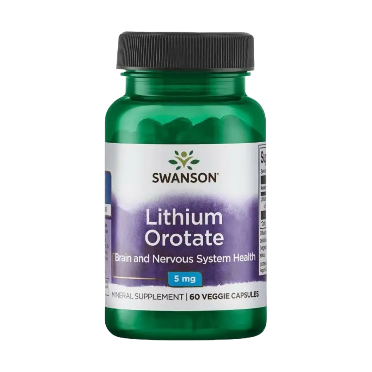 Swanson Lithium Orotate 5 mg 60 Vegetarian Capsules