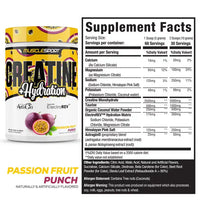 MuscleSport Creatine and Hydration 300g Passion Fruit Punch tub and Supplement Facts