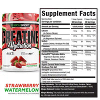 MuscleSport Creatine and Hydration 300g Strawberry Watermelon tub and Supplement Facts
