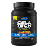 MuscleTech Cell-Tech Creatine Tropical Citrus Punch 1.32kg tub front on white background