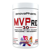 InnovaPharm MVPRE 3.0 pre-workout, Gusher Blast, tub front on white background