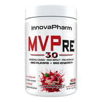 InnovaPharm MVPRE 3.0 pre-workout, Sweet Apple Punch, tub front on white background