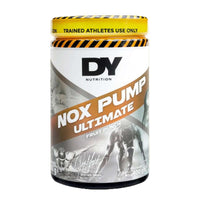 Container of DY Nutrition Nox Pump Ultimate pre-workout supplement powder in Fruit Punch flavor.